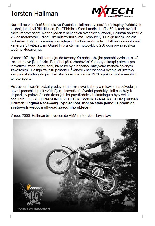Torsten Hallman - mx oblečení Thor - www.mxtech-eshop.cz