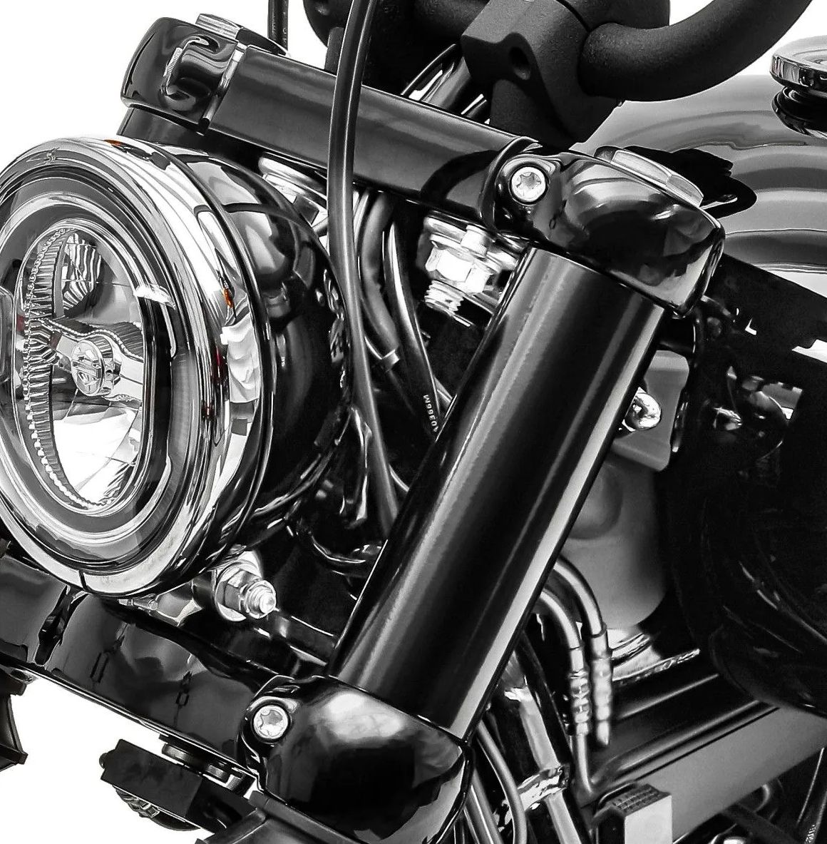 a Kryty tlumičů motocyklu RSD - RONALD SANDS DESIGN pro HARLEY DAVIDSON  2011-2020 1200C/ 1200CX, 883L, 21 Sportster S/ RH1250S) černé/pár 