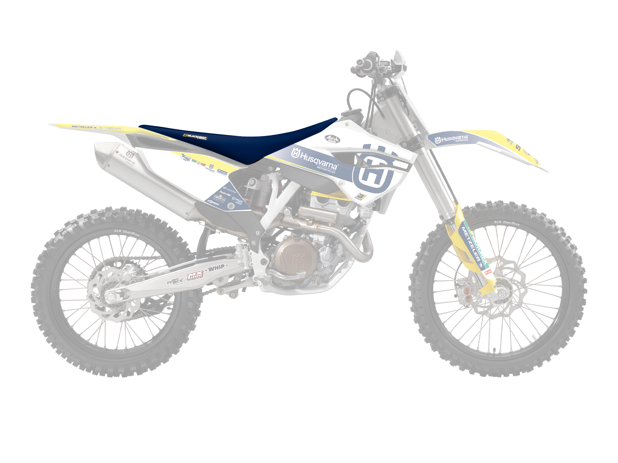 Potah sedla motocyklu BLACKBIRD RACING REPLICA TEAM TROPHY 2022 pro HUSQVARNA FC/TC 2019-2022