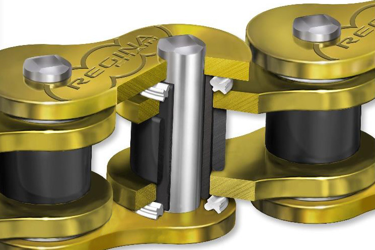 Motocyklový řetěz REGINA 525 HPE CHAIN 120RS článků, barva zlatá, včetně nýtovací spony