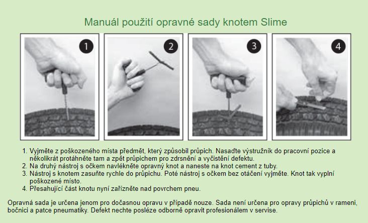 Špunty pro opravu pneumatik  SLIME TIRE PLUG KIT 5 kusů