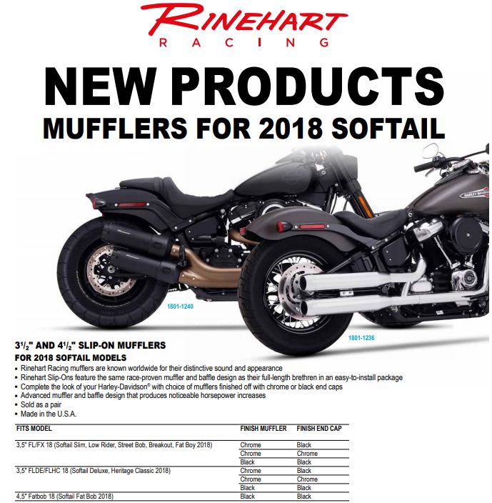 Kompletní výfuk RINEHART RACING pro HARLEY DAVIDSON Softail FATBOY rok 2020-2022