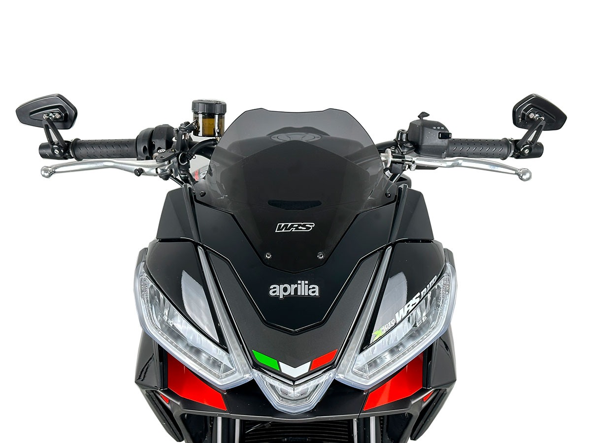 a Plexi motocyklu WRS verze SPORT pro motocykly APRILIA TUONO 660 ABS viz popis rok 2021-2023, výška 23,5 cm, šíře 34 cm, barva tmavě kouřová