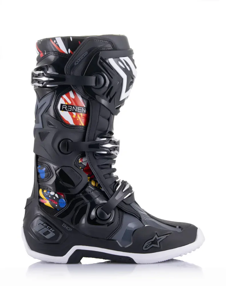 a Motokrosové boty ALPINESTARS TECH 10 limitovaná edice RENEN 2023 černá/šedá/bílá/multicolor velikost 44,5