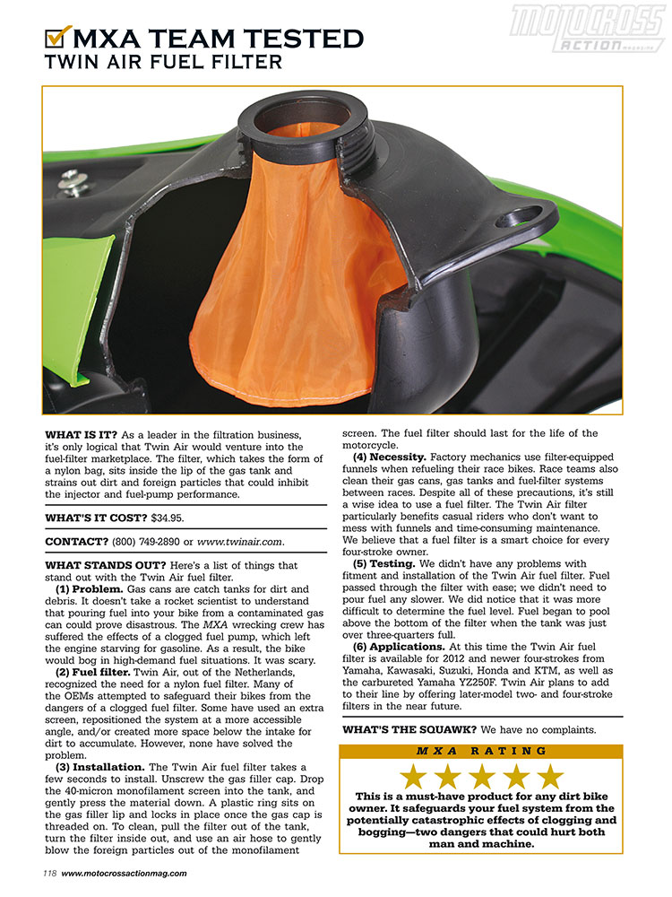 Vložka do nádrže motocyklu TWIN AIR FUEL FILTER pro KTM Freeride 350 rok 2013-2017