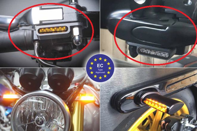 Led blinkry na řidítka motocyklu HEINZ BIKES TURN SIGNALS pro HARLEY DAVIDSON SOFTAIL rok 2015-2017 barva chromová