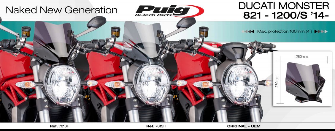 Plexi PUIG SPORT Ducati MONSTER 821/STRIPE 2014-2017