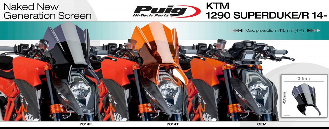 Plexi PUIG SPORT KTM 1290 SUPERDUKE R 2014-2016 karbonové
