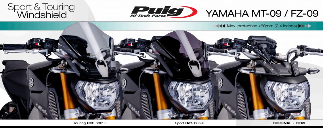 Plexi PUIG TOURING Yamaha MT-09 2013-2016 karbonové