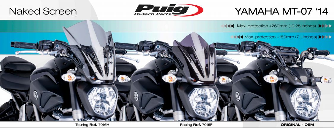 Plexi PUIG TOURING Yamaha MT-07 2014-2017 modré