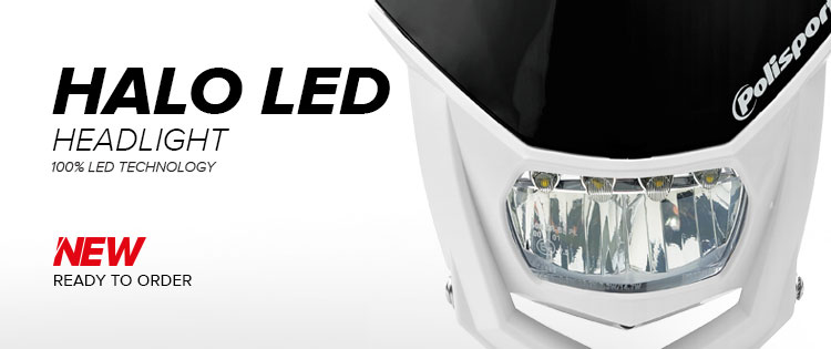Univerzální přední maska se světlem POLISPORT HALO LED HEADLIGHT ECE APPROVED GREEN/WHITE