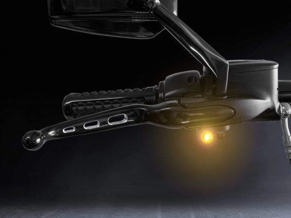Blinkry na řidítka motocyklu HEINZ BIKES pro HARLEY DAVIDSON SOFTAIL 2015-2017 , barva chromová, pár 