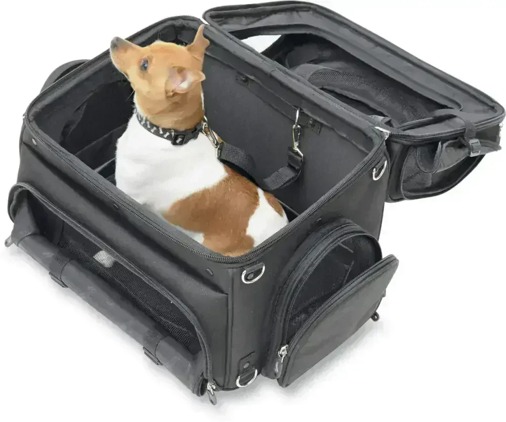 Textilní brašna na motocykl pro zvířata SADDLEMEN PET VOYAGER PC3200C barva černá, pro domácí mazlíčky do 9 kg
