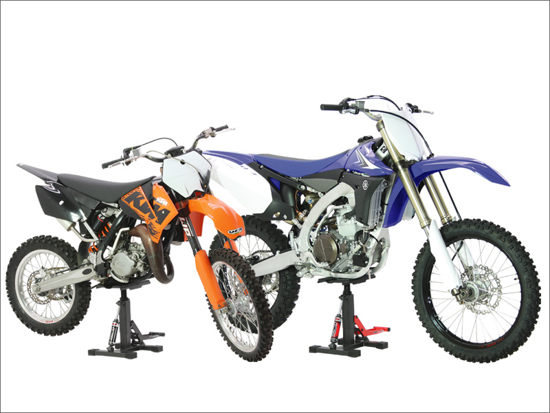 Výškově nastavitelný stojan pro motokrosové motorky / motokrosový stojan s tlumičem DRC HC2 LIFT STAND černý nosnost 150 kg