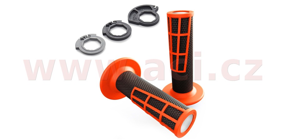 a Motokrosové rukojeti - gripy KTM ODI LOCK ON pro KTM 2T + 4T černá/oranžová - OTEVŘENÉ KONCE