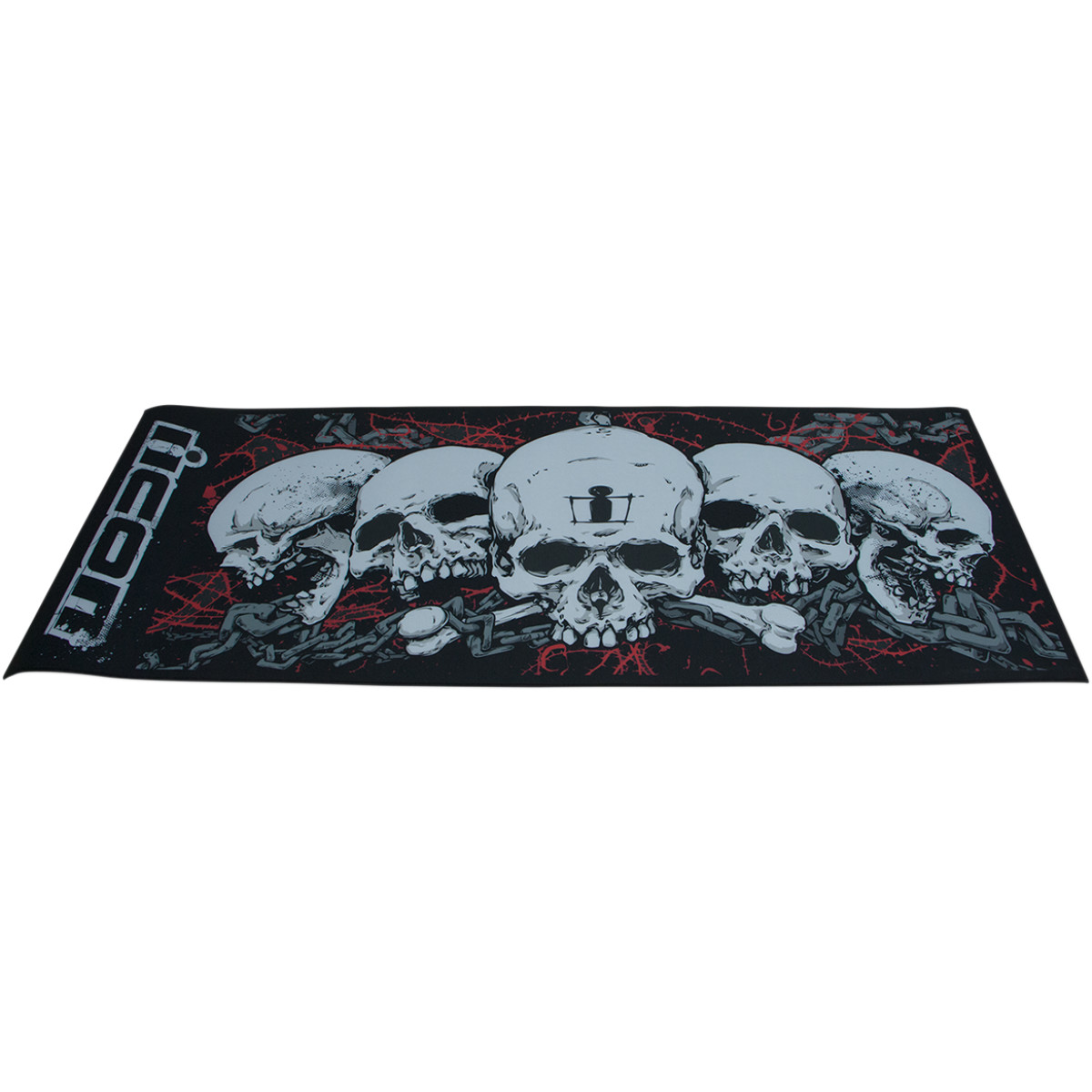 Koberec - rohožka pod motocykl ICON FLOORMAT SCULL černá rozměr 80 cm x 200 cm