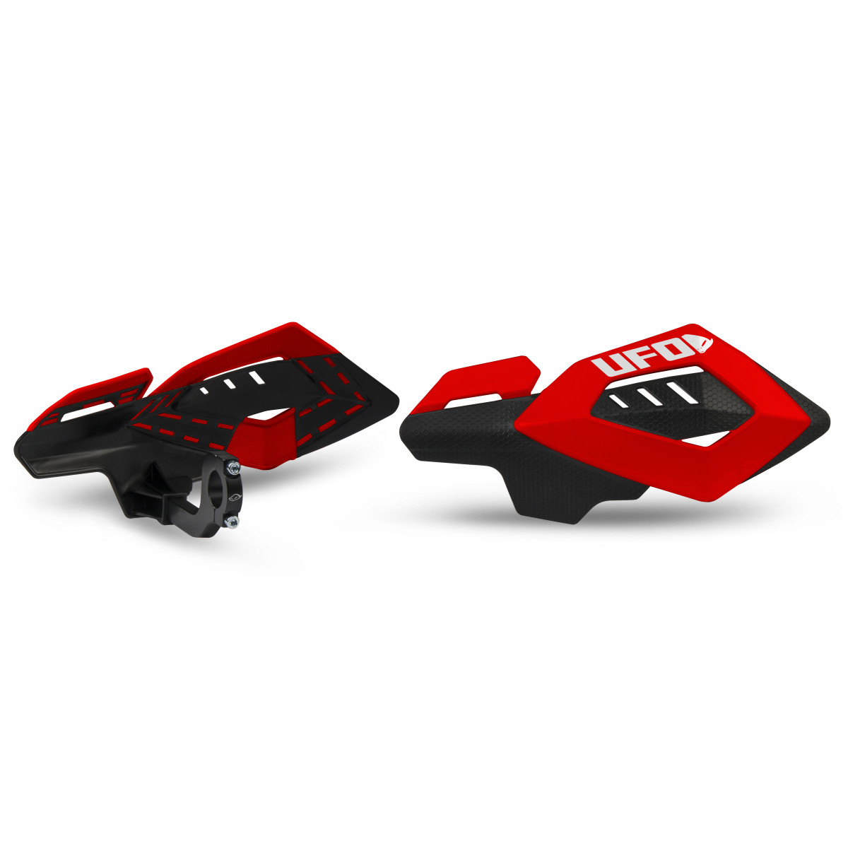 Kryty páček motocyklu UFO ARCHES HANDGUARDS barva červená - pár