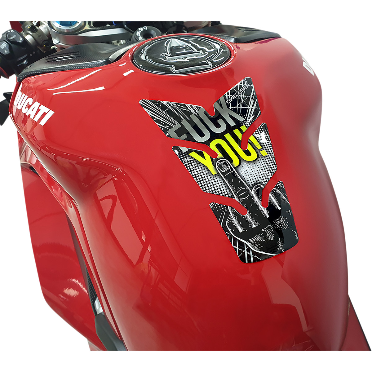Samolepka - tank pad na nádrž motocyklu ONEDESIGN UNIVERSAL TANK PAD F... YOU rozměr 180 mm x 116,7 mm