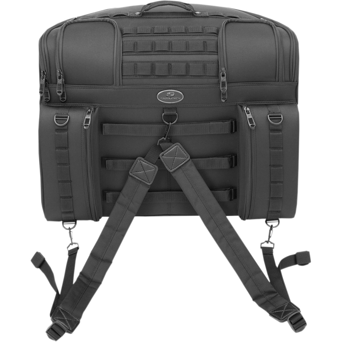 Textilní brašna na zadní sedadlo motocyklu SADDLEMEN BACKREST BAG BR4100 TACTICAL EX00033A černá, objem 67,2 litru 