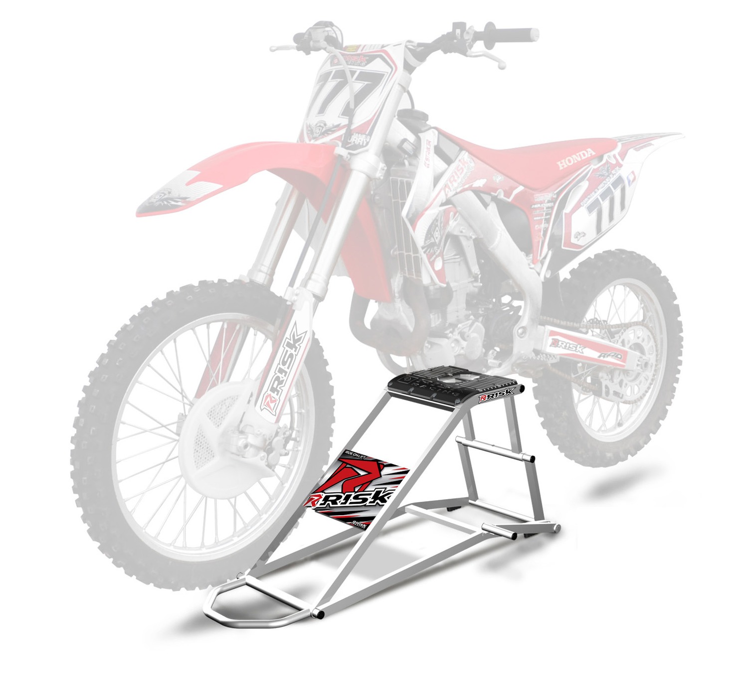 Stojan pro motokrosové motocykly Risk Racing RR1 Ride-On Lift stříbrný 