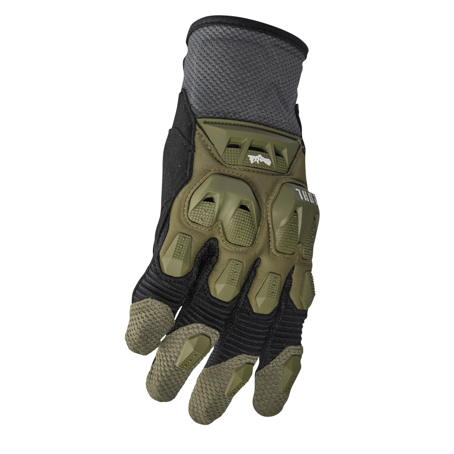 Enduro - motokrosové rukavice THOR TERRAIN army zelená/charcoal - pár 