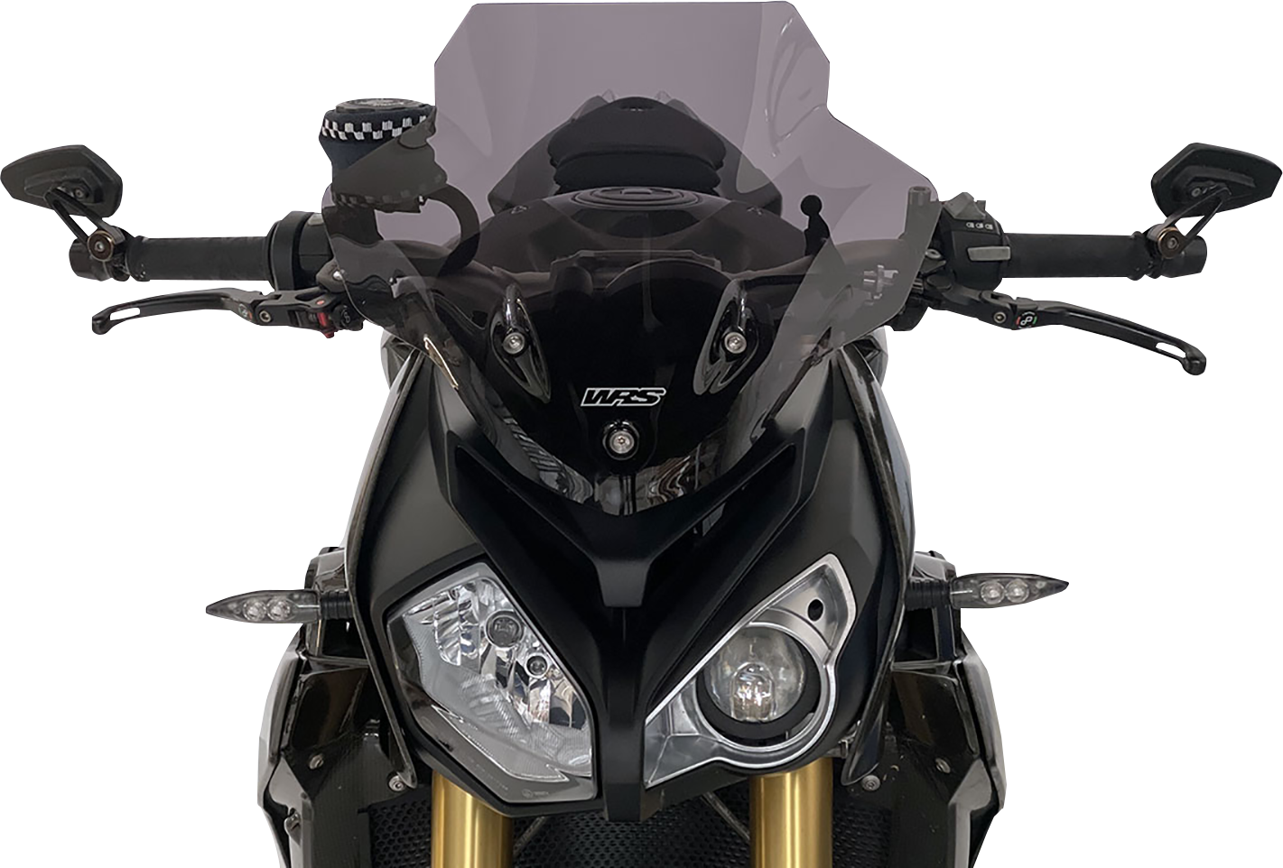 Plexi motocyklu WRS pro BMW S 1000 R 2014-2020 verze touring, barva tmavý kouř, výška 35 cm 