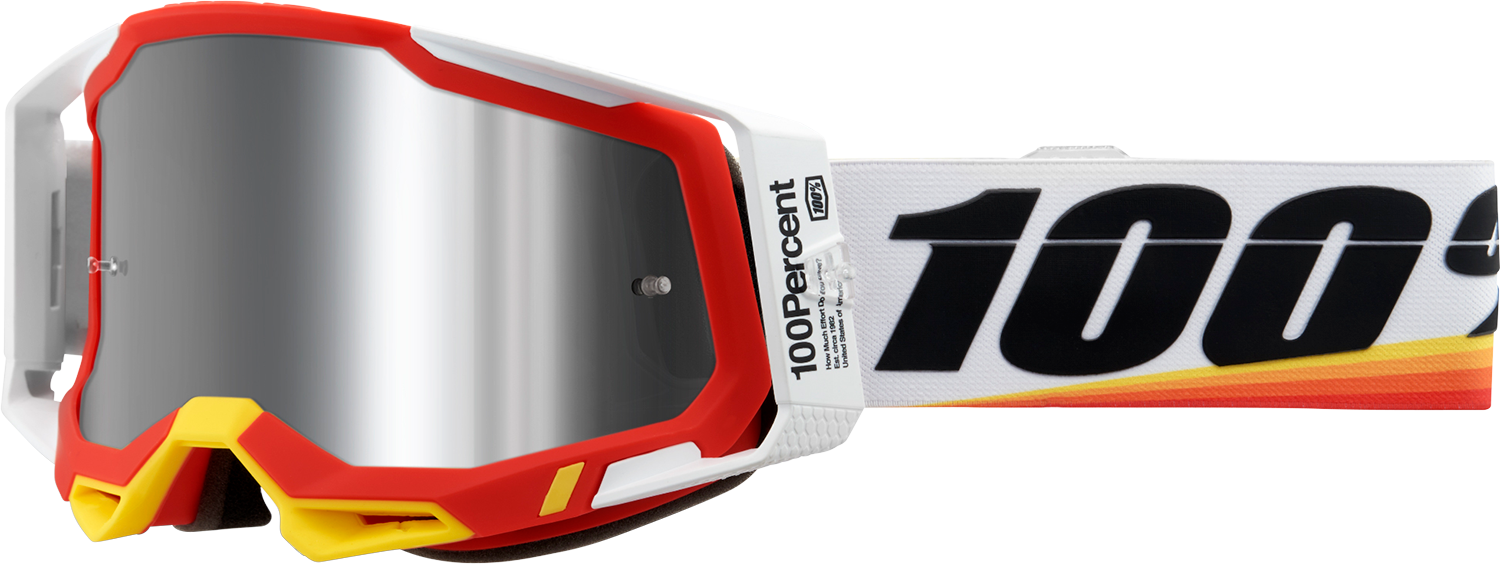 a Motokrosové brýle 100% RACECRAFT 2 ARSHAM RED se stříbrným flash zrcadlovým objektivem + čirý + trhačky  