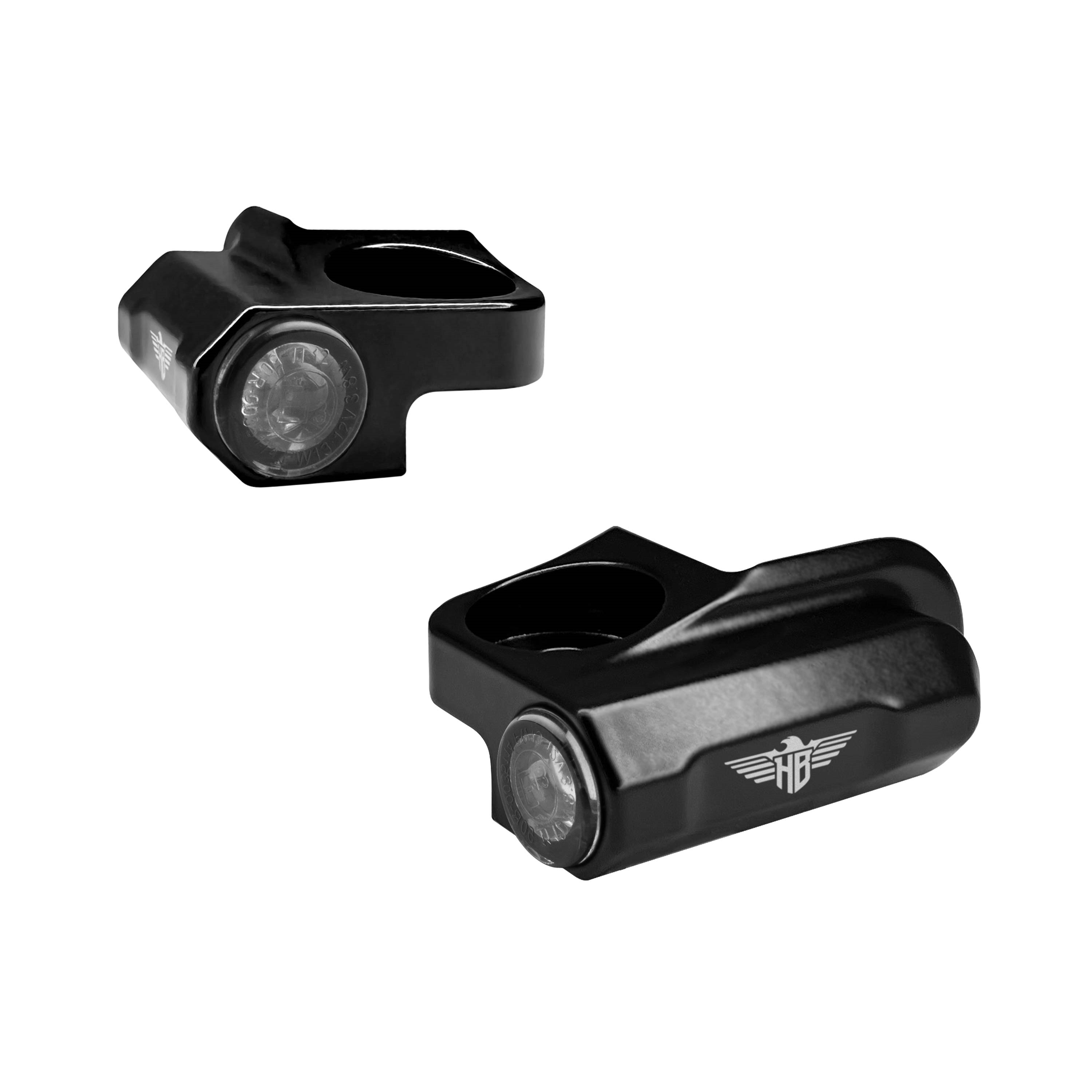 Blinkry s pozičním světlem na řidítka motocyklu HEINZ BIKES NANO SPORT pro Harley Davidson XL 883 N Sportster Iron rok 2021-2022, barva černá, pár 