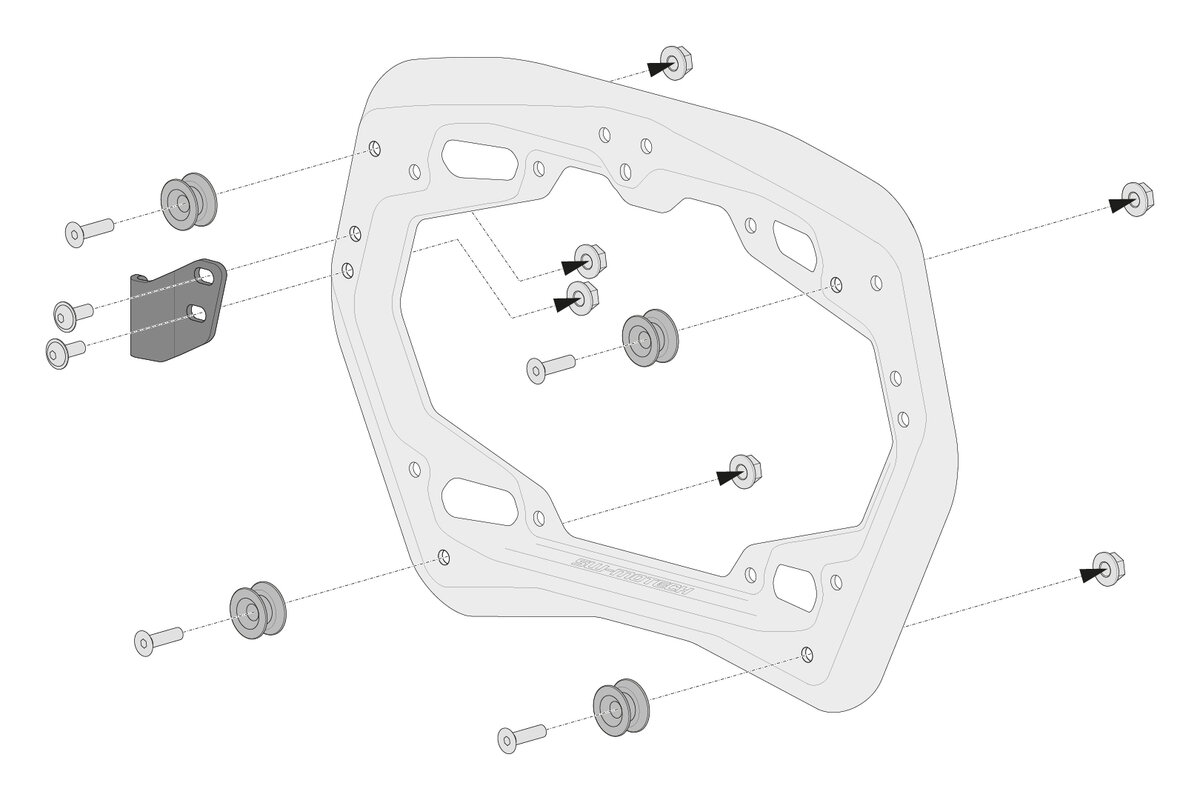 a Sada adeptérů /adaptérový kit pro boční nosiče SW-MOTECH ADAPTER KITS pro NANUK OR TRAX side cases