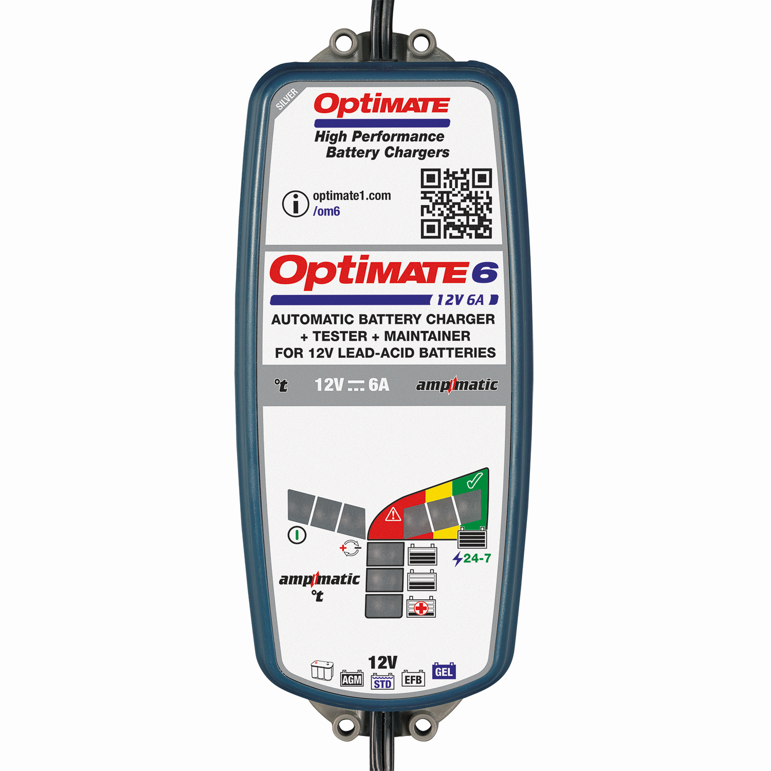 Automatická nabíječka pro 12V olověné/kyselinové baterie TECMATE OPTIMATE 6 TM360 12V6A