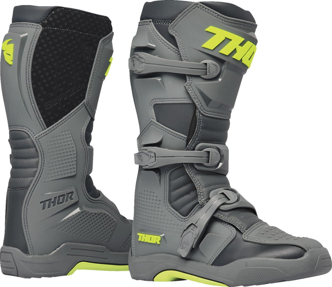 Dětské motokrosové boty / MX boty / motokrosová obuv THOR BLITZ XR barva šedá charcoal / lime- pár