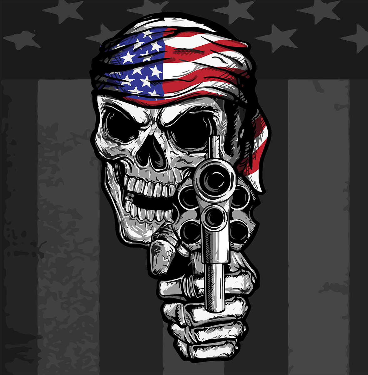 Bavlněný šátek na hlavu / pirátka ZANHEADGEAR FLYDANNA COTTON USA GUNSKULL Z711