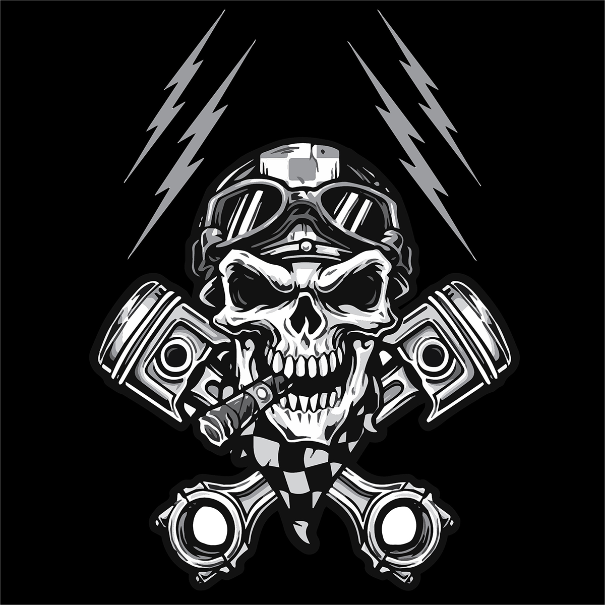 Bavlněný šátek na hlavu / pirátka ZANHEADGEAR FLYDANNA COTTON BIKER SKULL Z712 barva černá/bílá/šedá