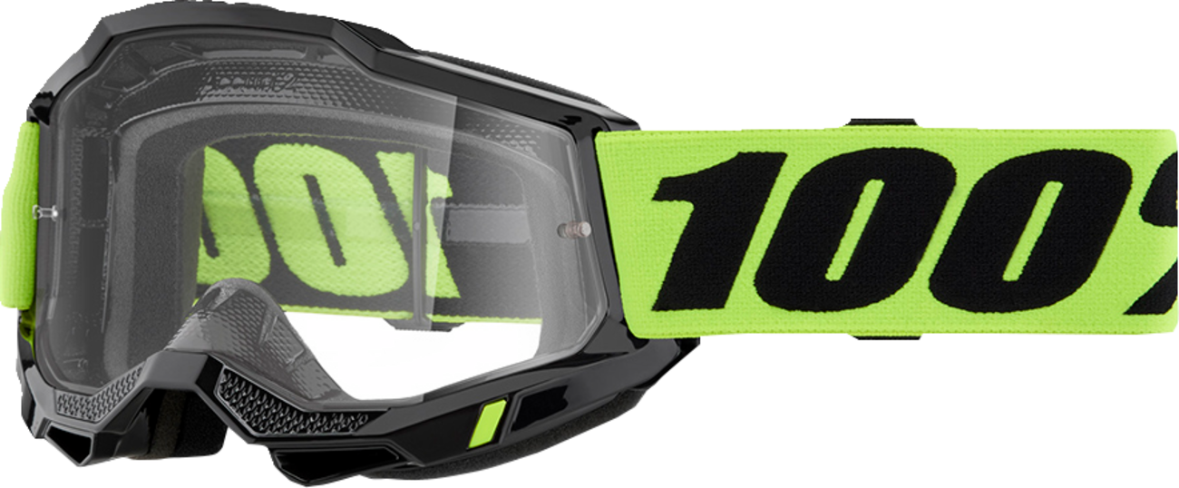 A Motokrosové brýle 100% ACCURI 2 NEON YELLOW se stříbrným zrcadlovým objektivem + čirý 