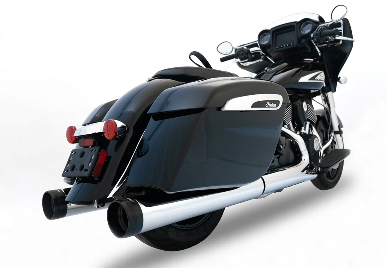 Koncovky výfuku RINEHART RACING  4.5" MOTOPRO SLIP-ON pro INDIAN 111/116 od roku 2014 a výš viz popis, barva chromová/černé zakončení
