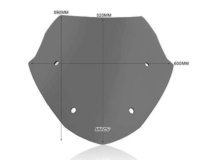 Plexi motocyklu WRS SPORT pro BMW R 1250 RT ABS rok 2021-2023, výška 52 cm až 59 cm, šířka 60 cm, barva tmavě kouřová