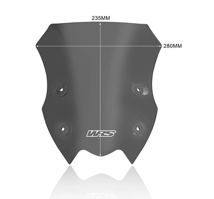Plexi motocyklu WRS verze SPORT pro motocykly KAWASAKI Z 900 ABS rok 2020-2024, výška 23,5 cm, šíře 28 cm, barva tmavě kouřová