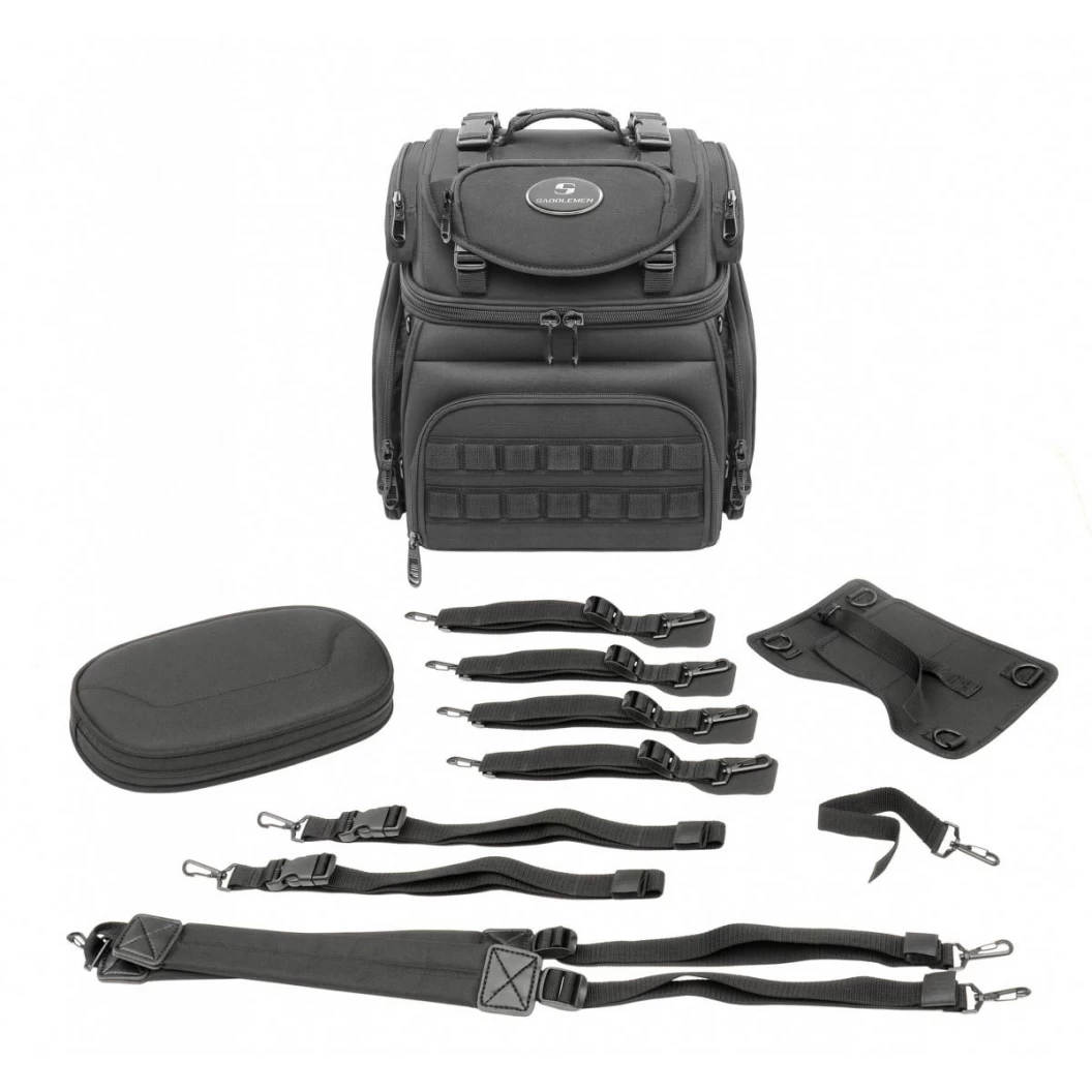 Zadní textilní brašna na motocykl SADDLEMEN BR1800 Tactical Back Seat/ Sissy Bar Bag, barva černá