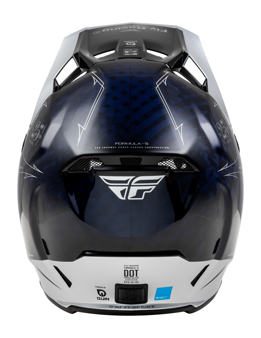 Nejvyšší model motokrosové přilby FLY RACING FORMULA S CARBON modrá/stříbrná, skořepina z uhlíkových vláken 12K velikost L