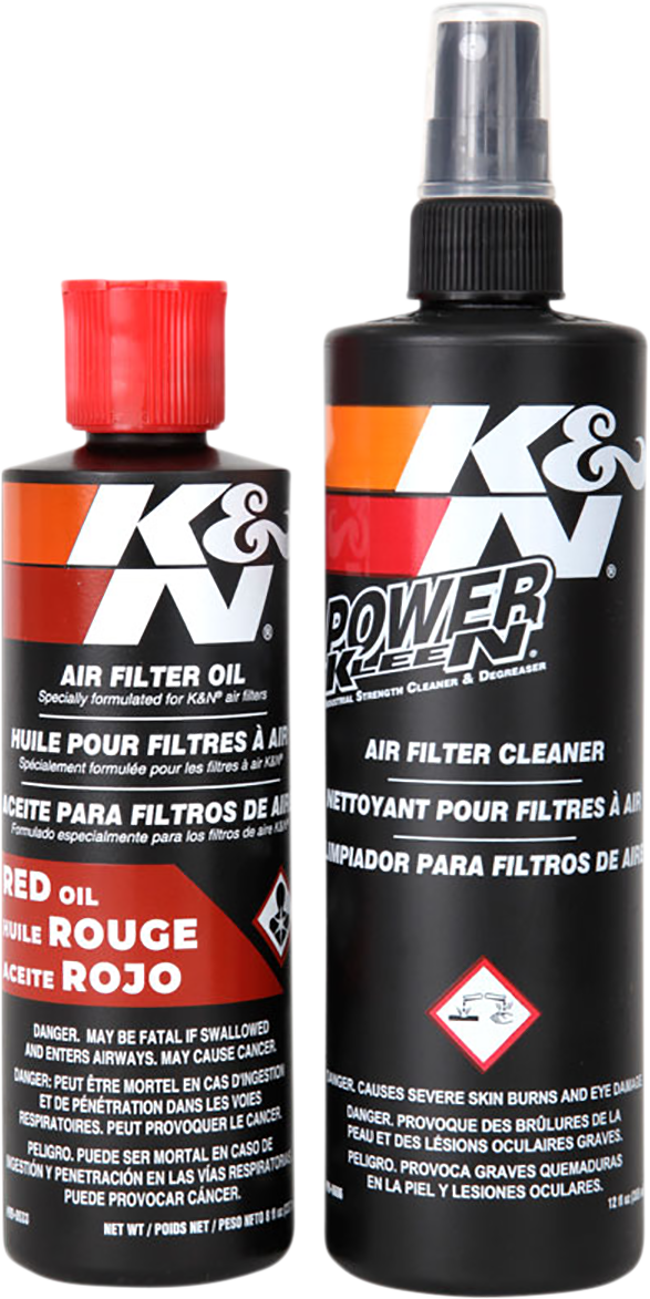 Čistící sada vzduchových filtrů KN AIR FILTER CARE KIT SQUEEZE RED obsah balení 237 ml + 355 ml 