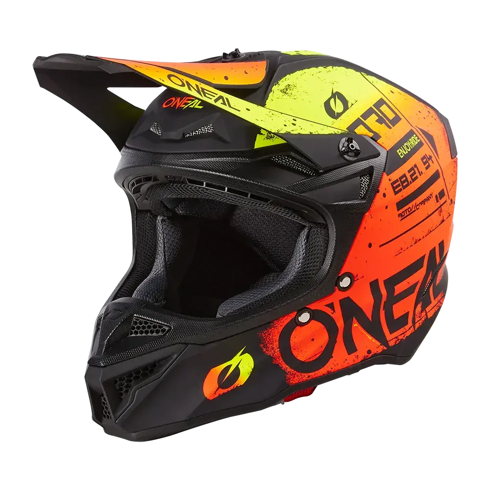 A Motokrosová přilba ONEAL 5 SRS SERIES SCARZ V.24 černá/červená/žlutá  fluo velikost XS , obvod hlavy 53-54 cm 