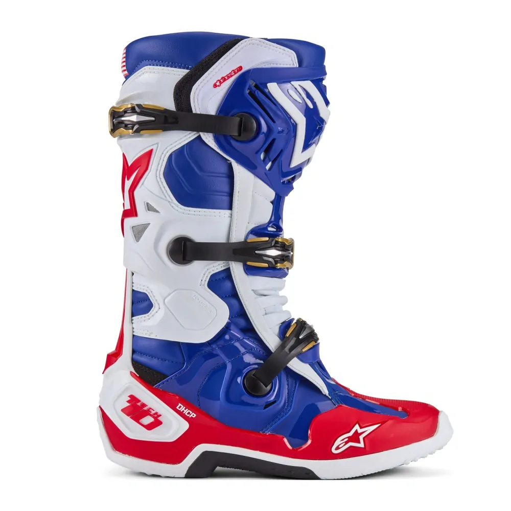 Motokrosové boty ALPINESTARS TECH 10 limitovaná edice UNION REDBUD MX červená/modrá/bílá/černá 24