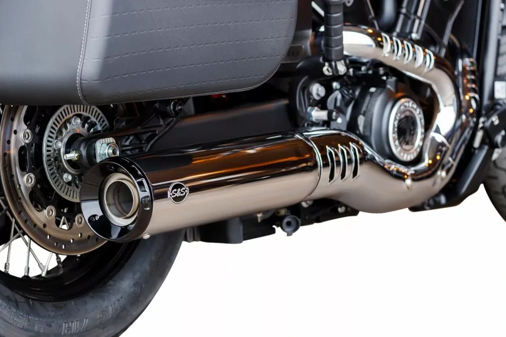 Koncovky výfuku S&S CYCLE S&S CYCLE GRAND NATIONAL 550-1122 pro motocykl INDIAN SCOUT SPORT 1250 ABS rok 2025, barva stříbrná