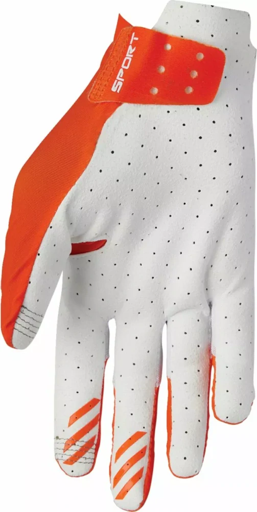 A Ventilační motokrosové / MTB rukavice s jednovrstvou dlaní THOR SPORTMODE VENTED barva oranžová/bílá, pár, VELIKOST XXL
