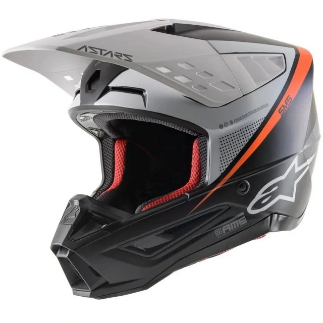 a Motokrosová přilba / MX helma ALPINESTARS SM5 ( SM-5 , S-M5 ) RAYON barva černá/bílá/oranžová fluo/matná, velikost XL / 61-62 cm 