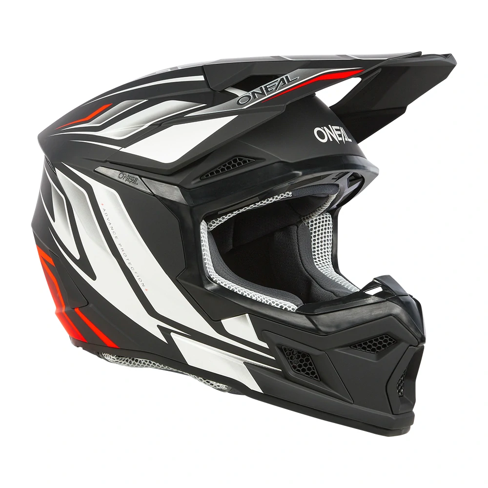 a Dětská motokrosová přilba / MX helma ONEAL 3SRS VERTICAL barva černá/červená fluo, velikost M pro obvod hlavy 51-52 cm 
