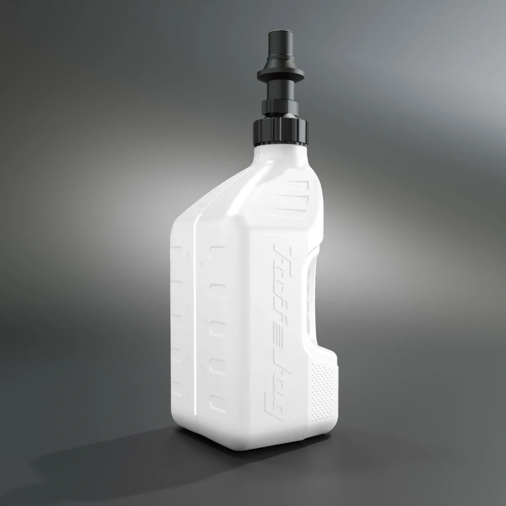 A Kanystr na benzín TUFF JUG CONTAINER JUG CONTAINER VIEW STRIP W/RIPPER CAP barva bílá, obsah 10 litrů