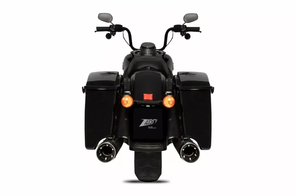 Homologované koncovky výfuku motocyklu ZARD SLIP ON MUFFLERS HOMOLOGACE E4 pro motocykl HARLEY DAVIDSON ROAD GLIDE LIMITED rok 2017-2020 viz popis, barva lesklý chrom/černé zakončení