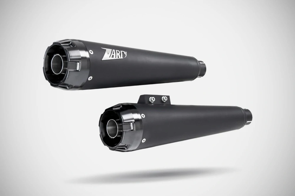 Homologované koncovky výfuku motocyklu ZARD SLIP ON MUFFLERS HOMOLOGACE E4/E5 pro motocykl HARLEY DAVIDSON SOFTAIL M8 rok 2017-2024 viz popis, barva černá