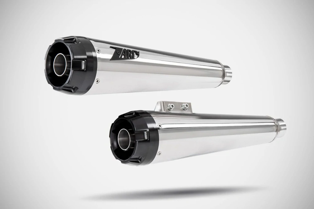 Homologované koncovky výfuku motocyklu ZARD SLIP ON MUFFLERS HOMOLOGACE E4/E5 pro motocykl HARLEY DAVIDSON SOFTAIL M8 rok 2017-2024 viz popis, barva lesklý chrom